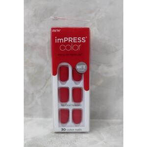 imPRESS Color Press on Nails Rising Sun Red Matte Finish Short Squoval New